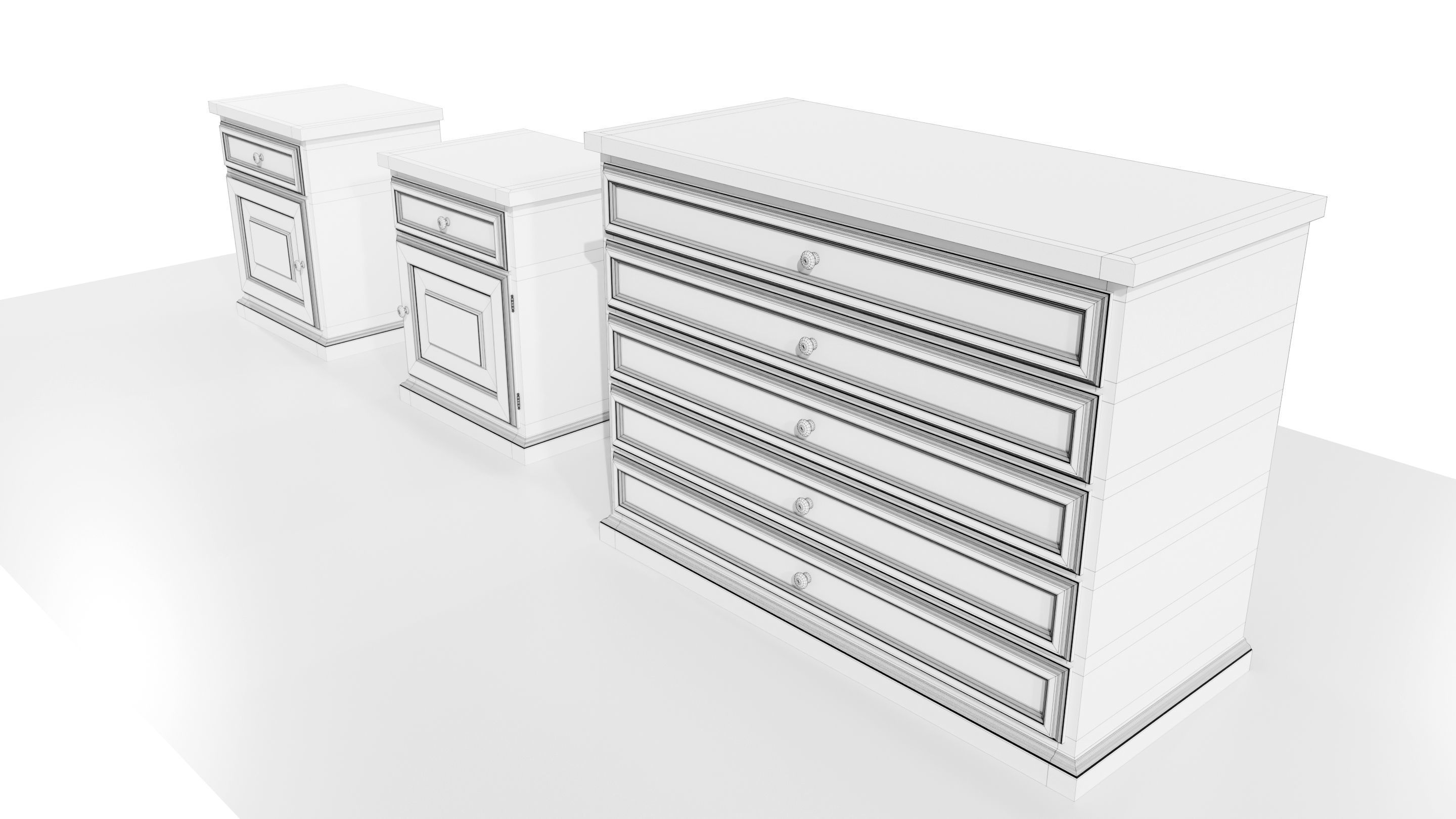 Dresser and Nightstands 3D model_13