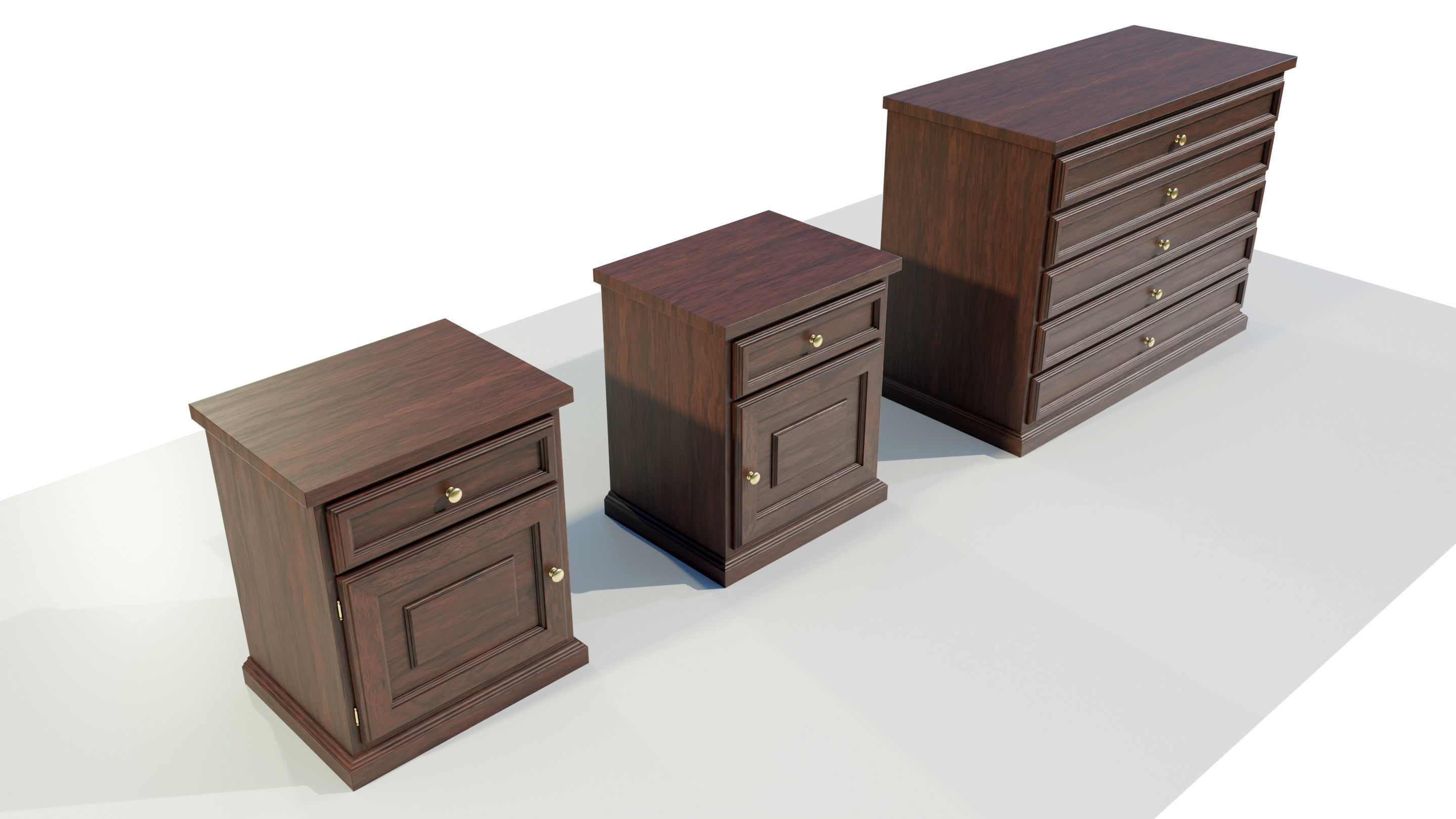 Dresser and Nightstands 3D model_2