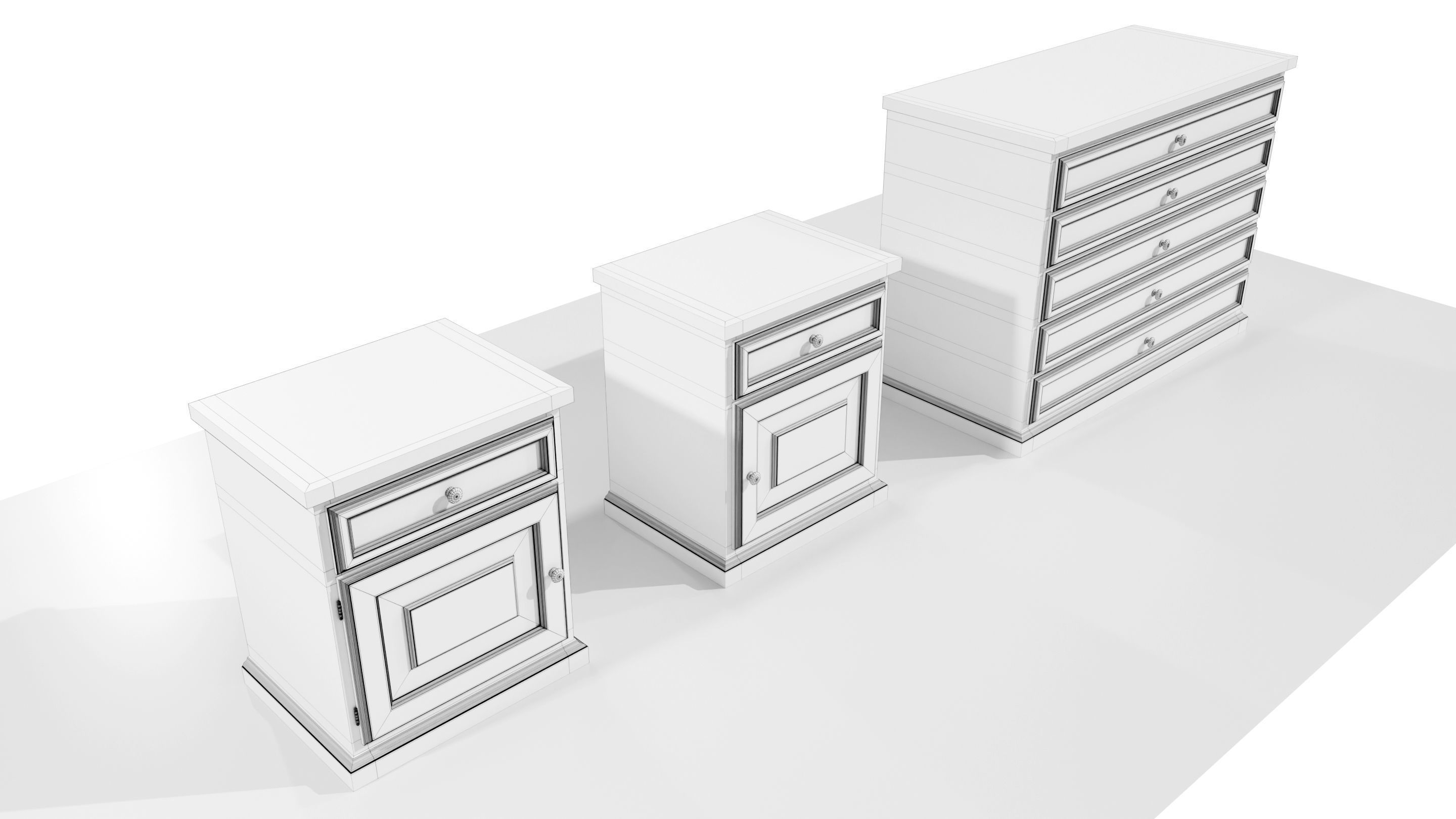 Dresser and Nightstands 3D model_12