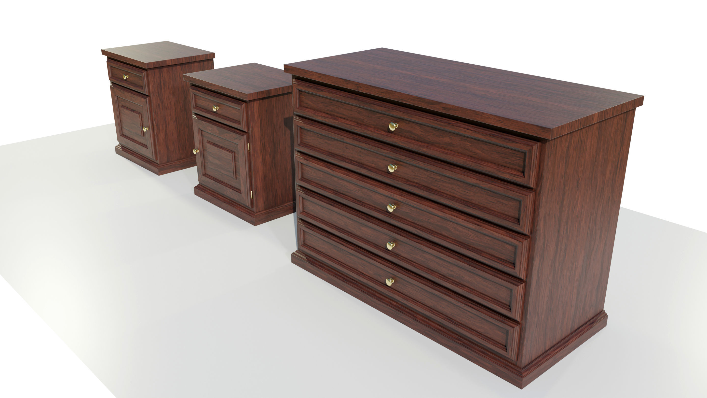 Dresser and Nightstands 3D model_3