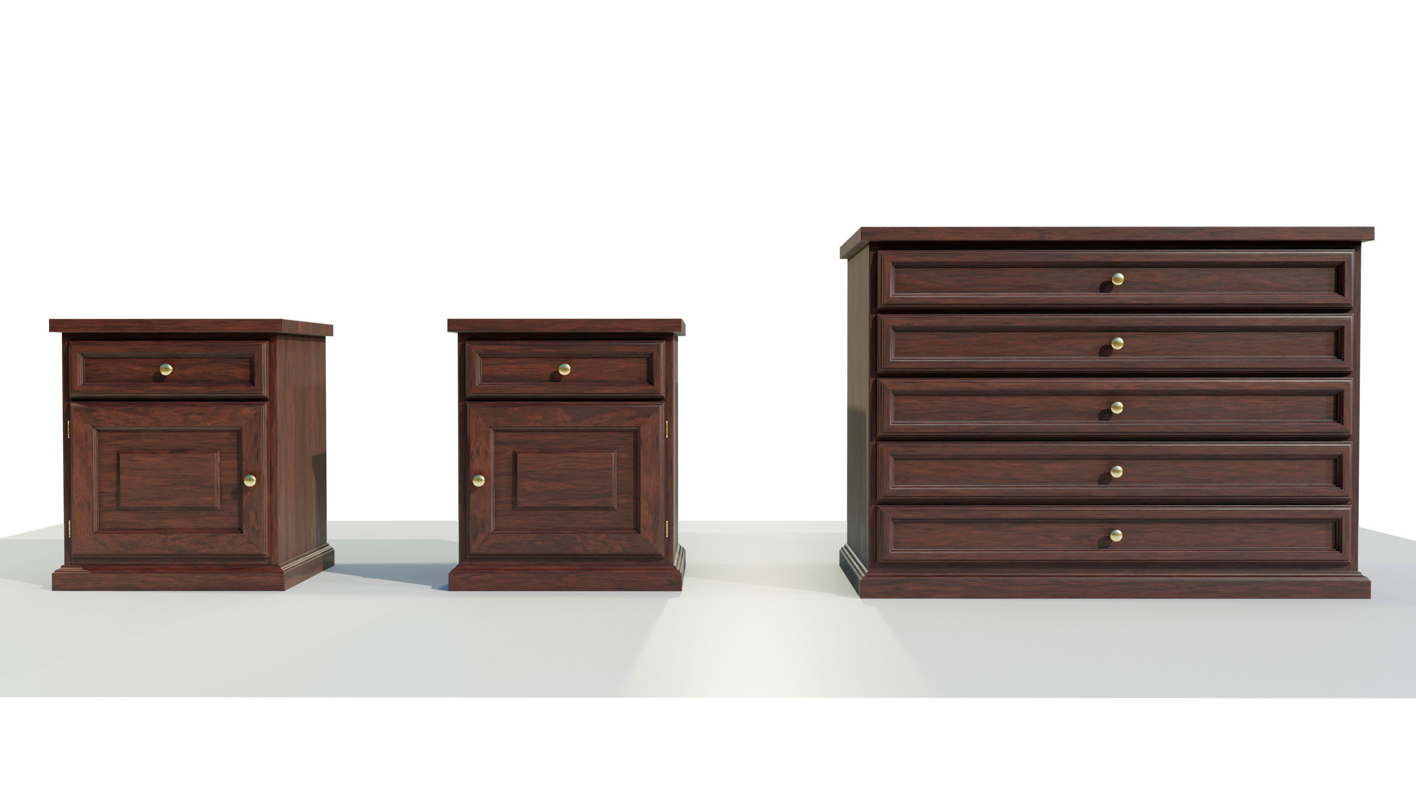 Dresser and Nightstands 3D model_9