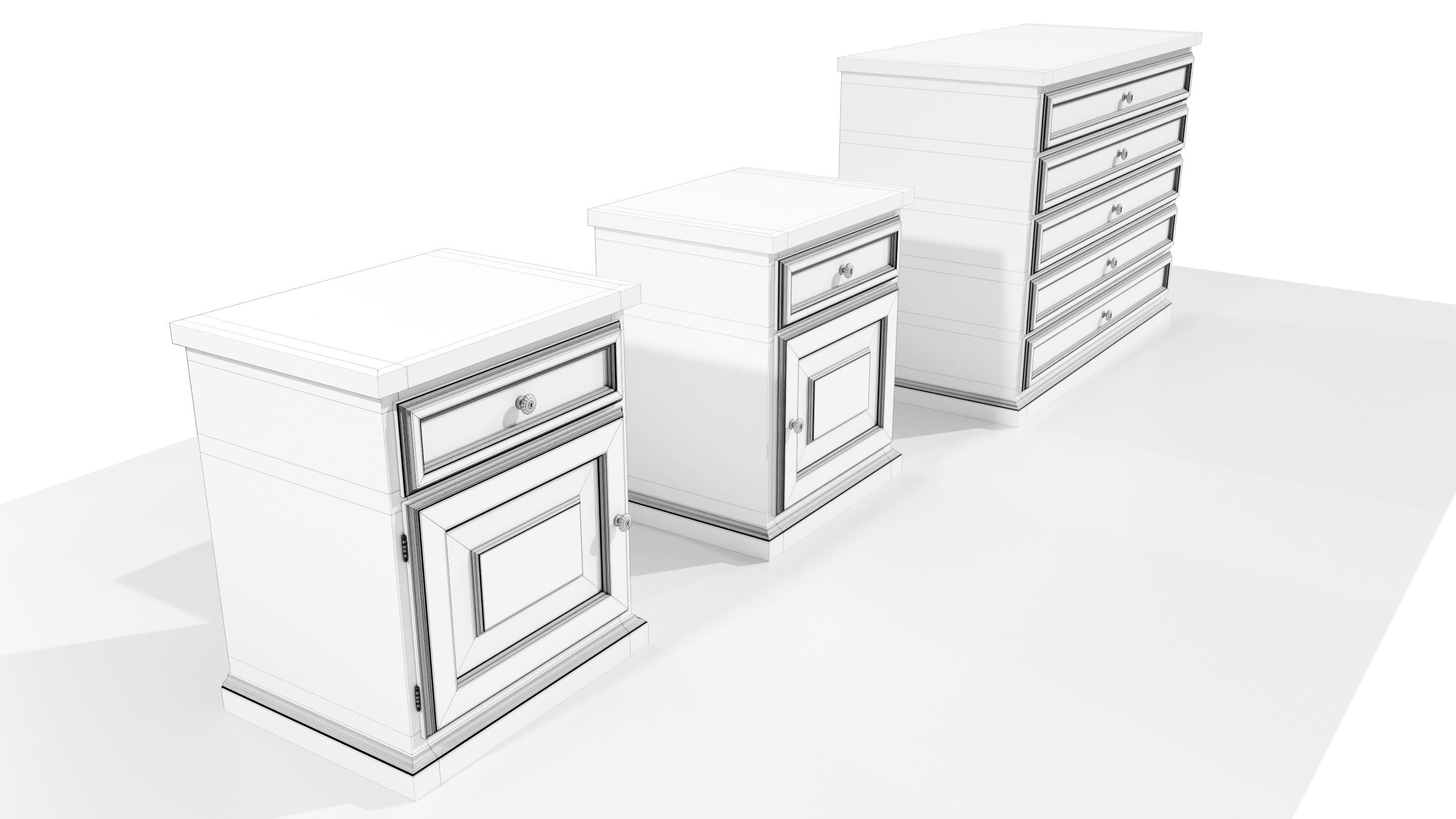 Dresser and Nightstands 3D model_16