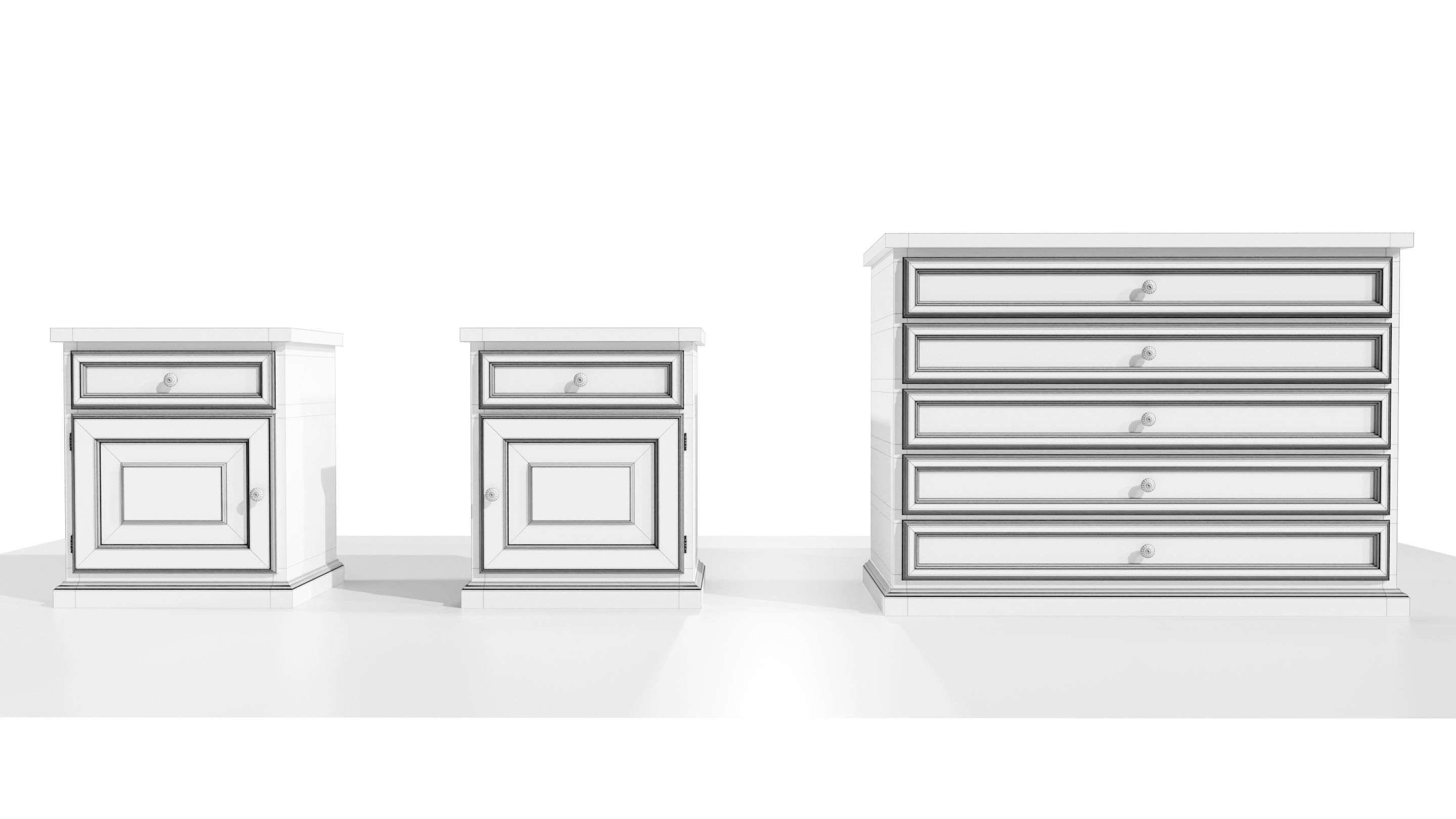 Dresser and Nightstands 3D model_19