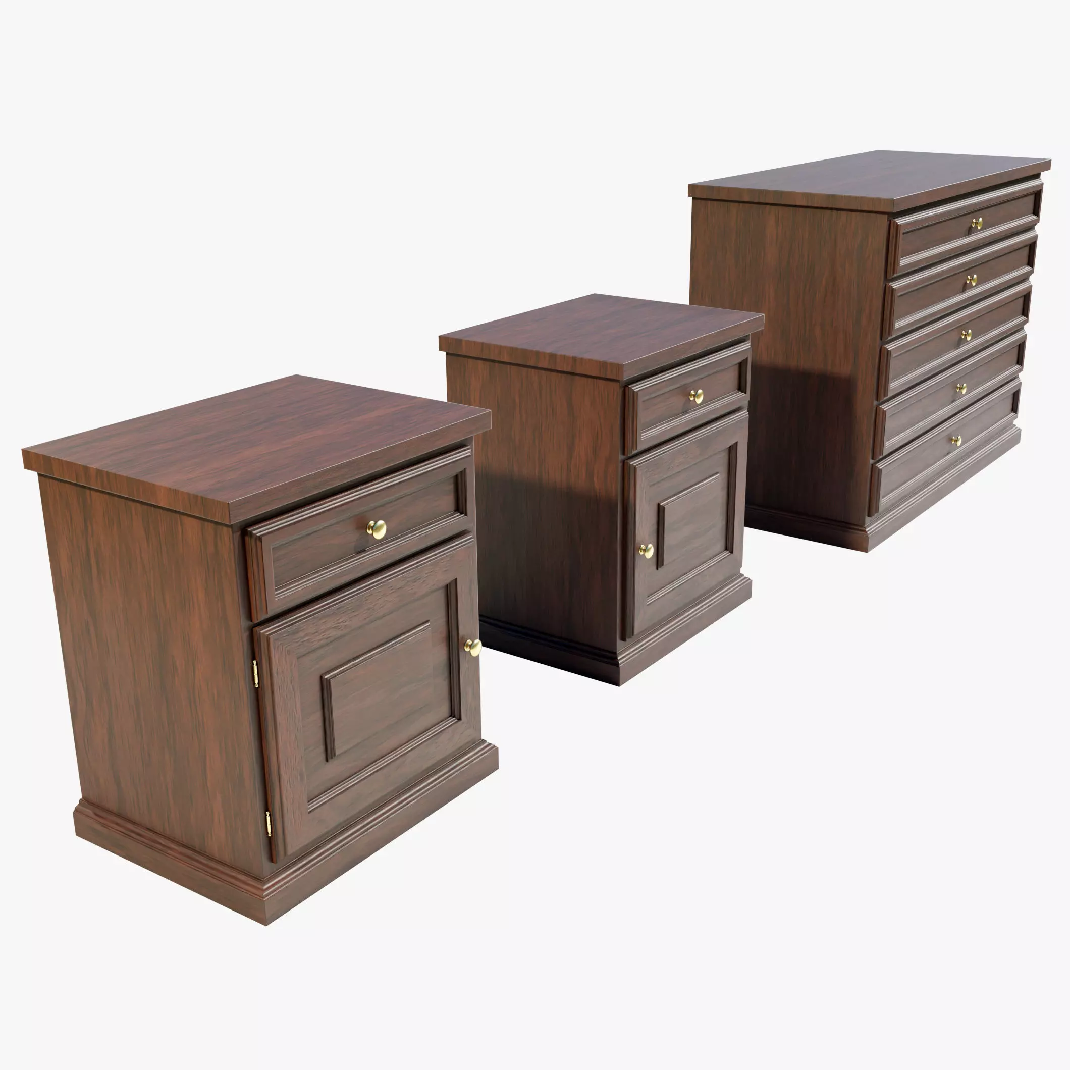 Dresser and Nightstands 3D model_0
