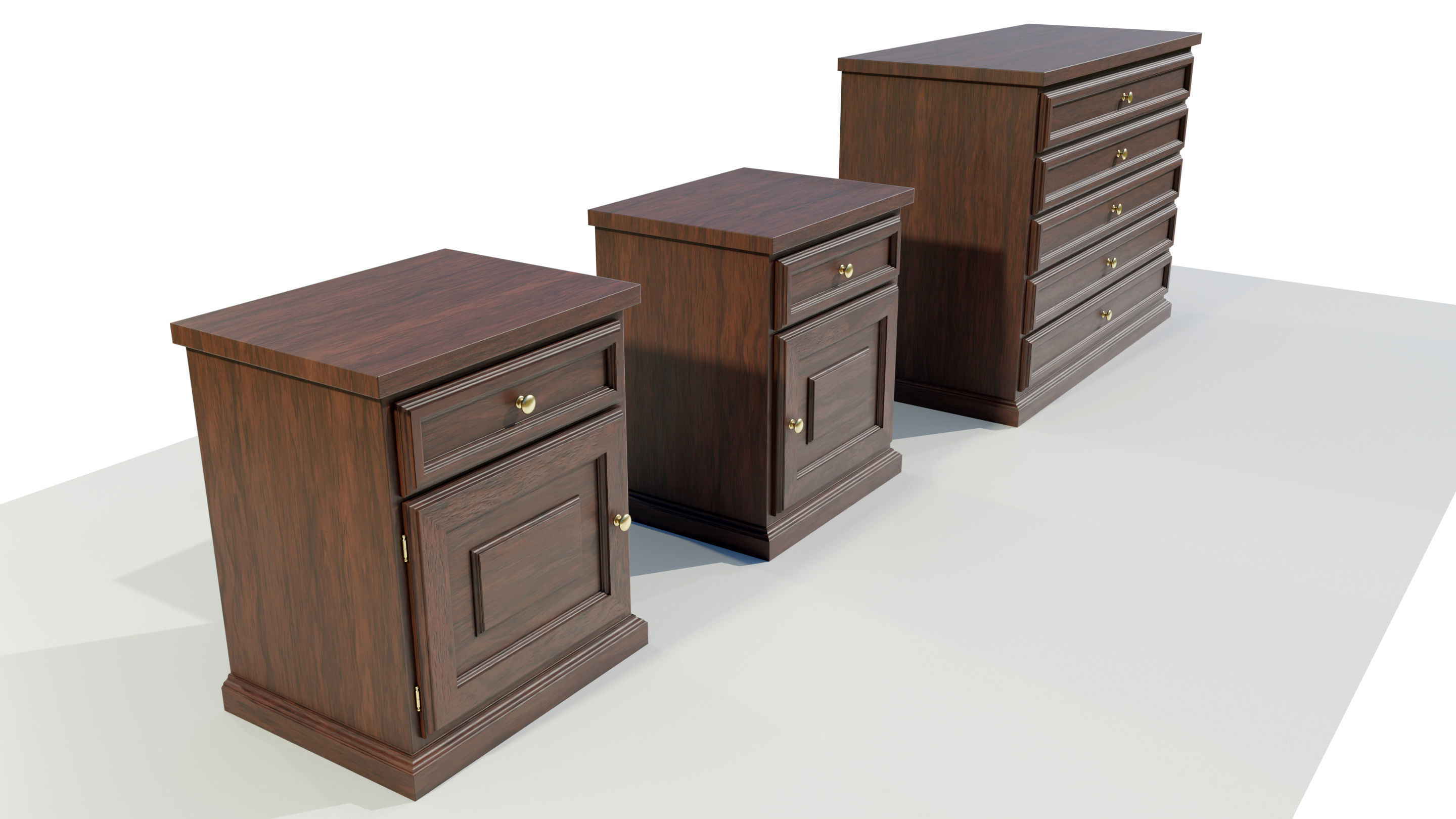 Dresser and Nightstands 3D model_6