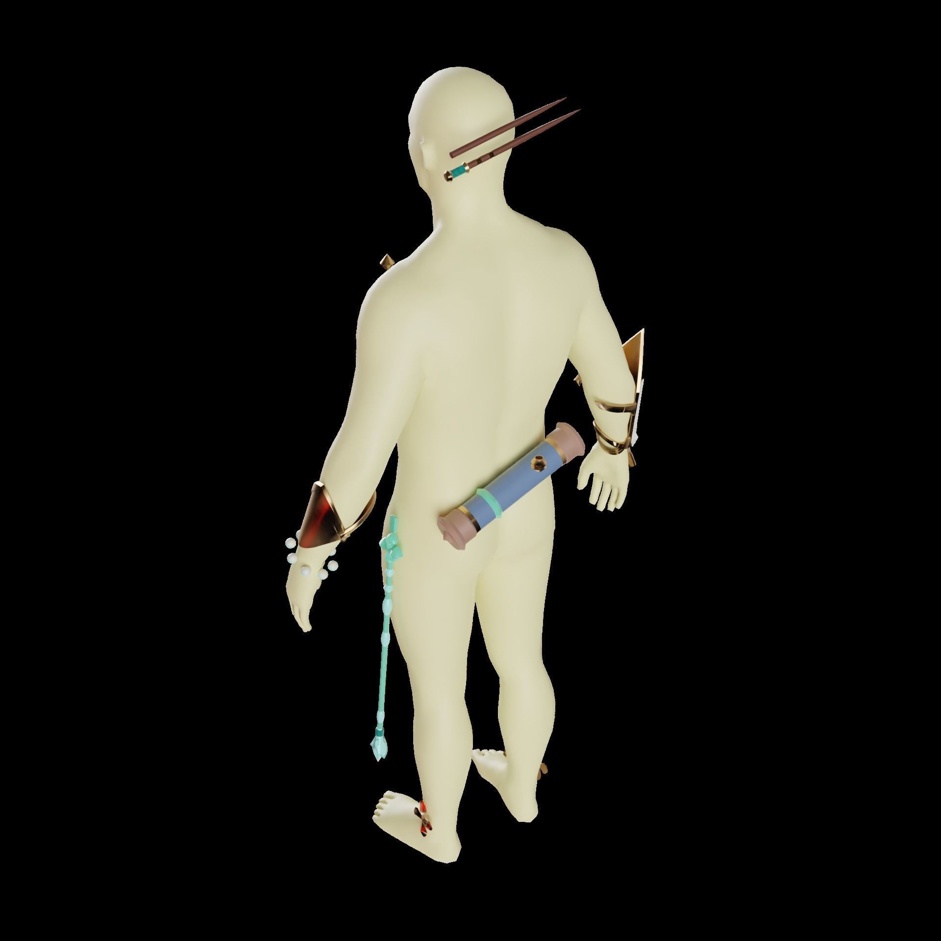 Baizhu Genshin Impact Cosplay Set STL 3D print model_13