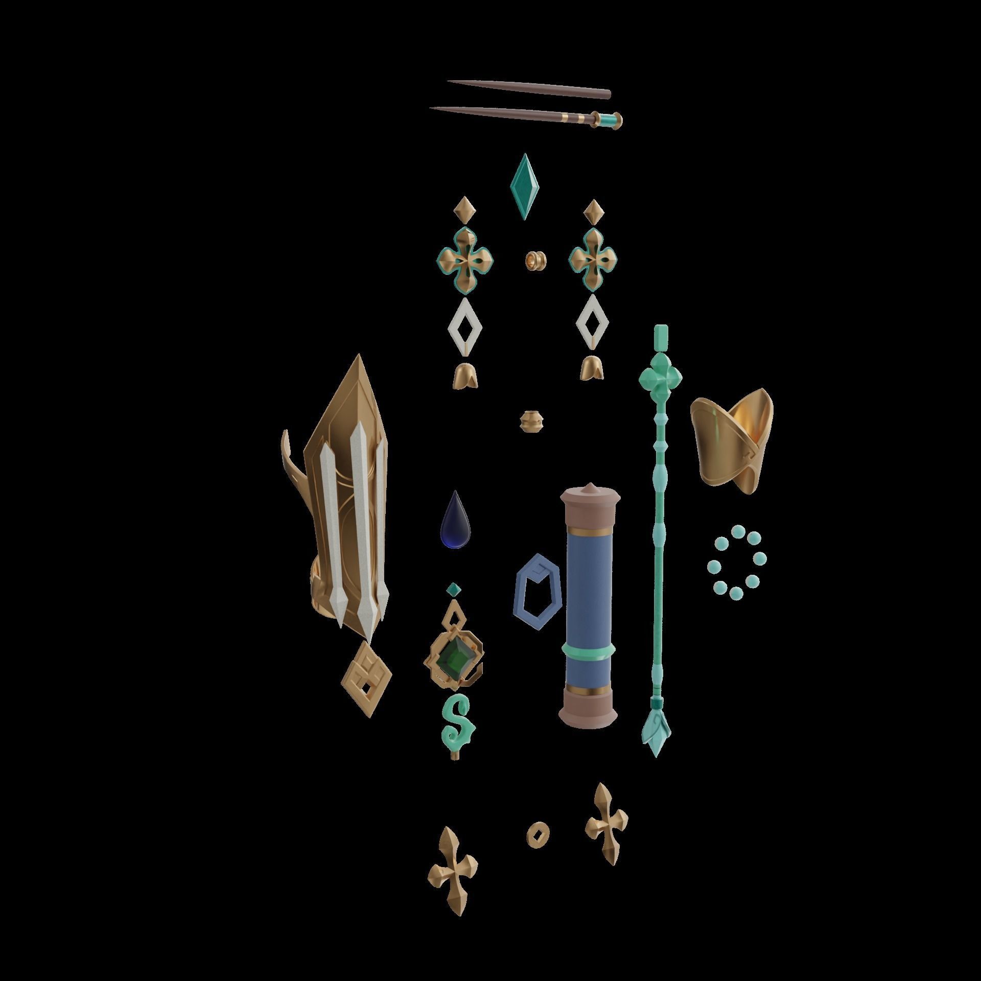 Baizhu Genshin Impact Cosplay Set STL 3D print model_7