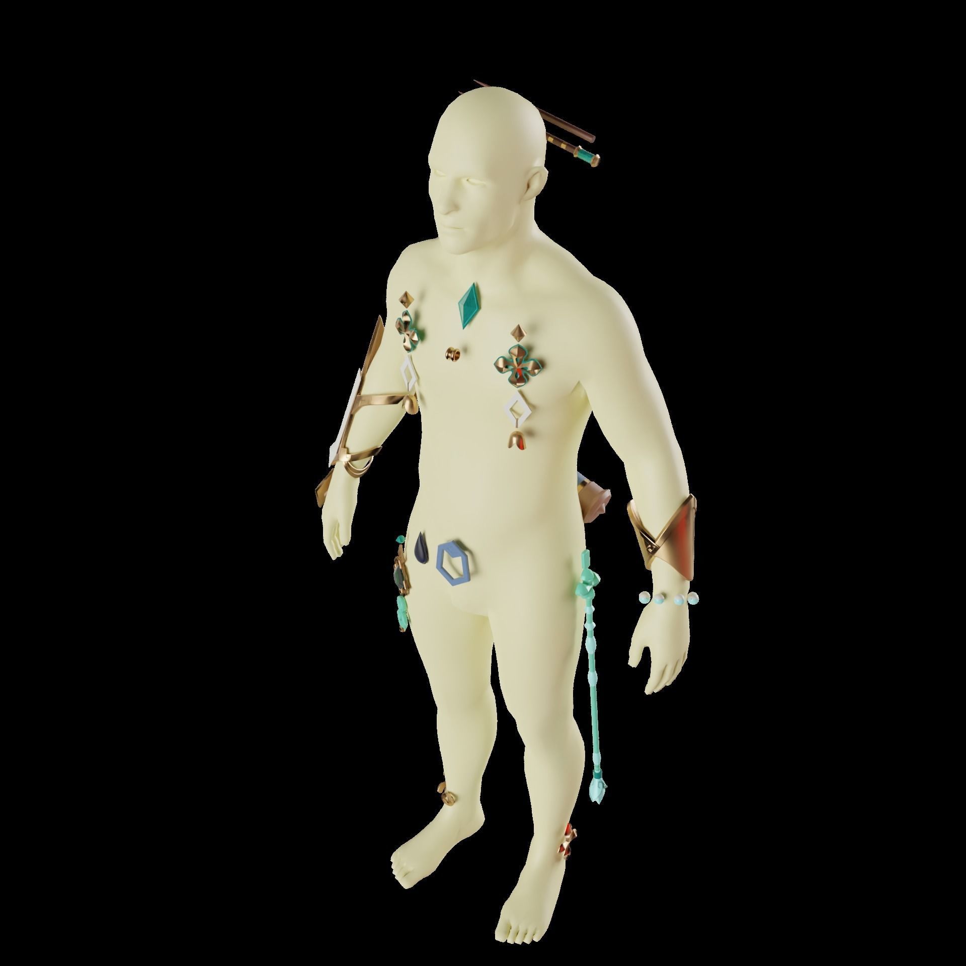 Baizhu Genshin Impact Cosplay Set STL 3D print model_12