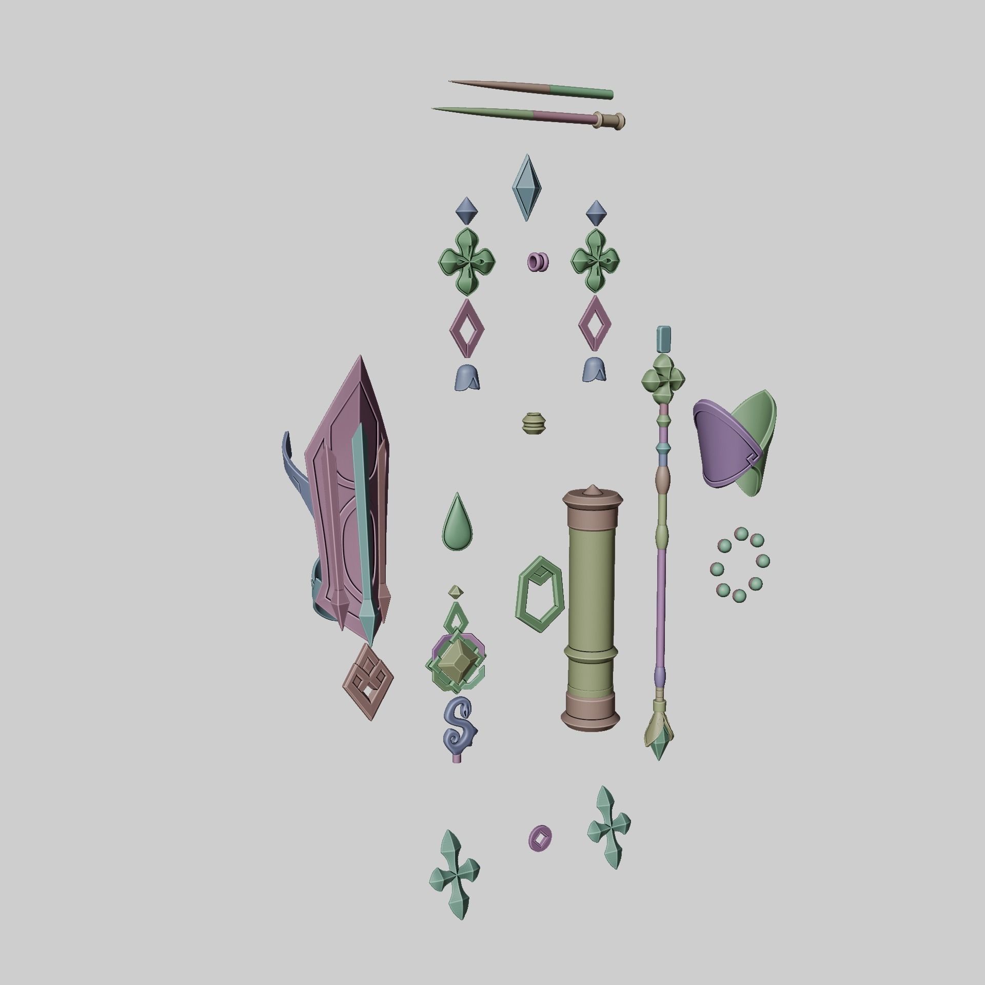 Baizhu Genshin Impact Cosplay Set STL 3D print model_2