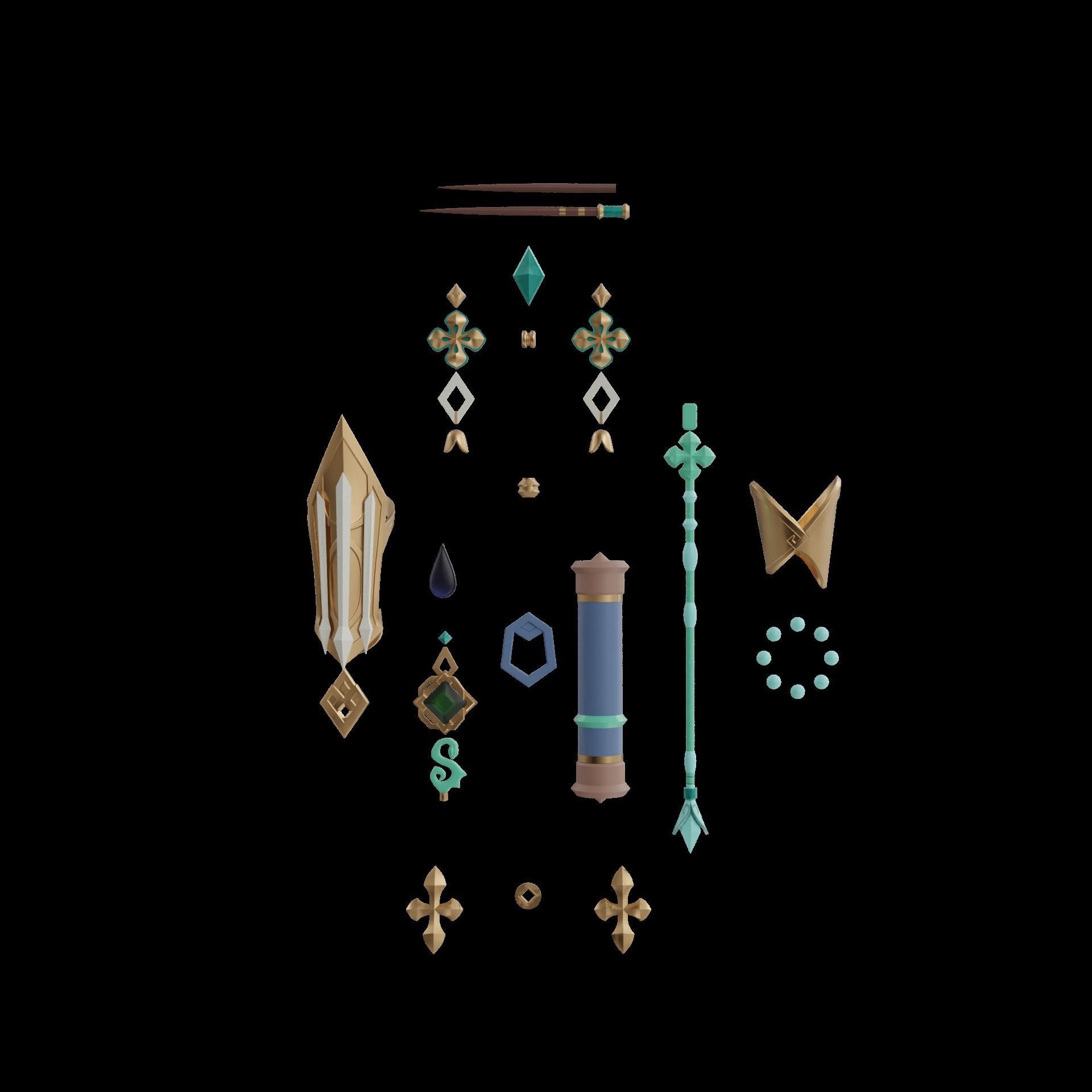 Baizhu Genshin Impact Cosplay Set STL 3D print model_5