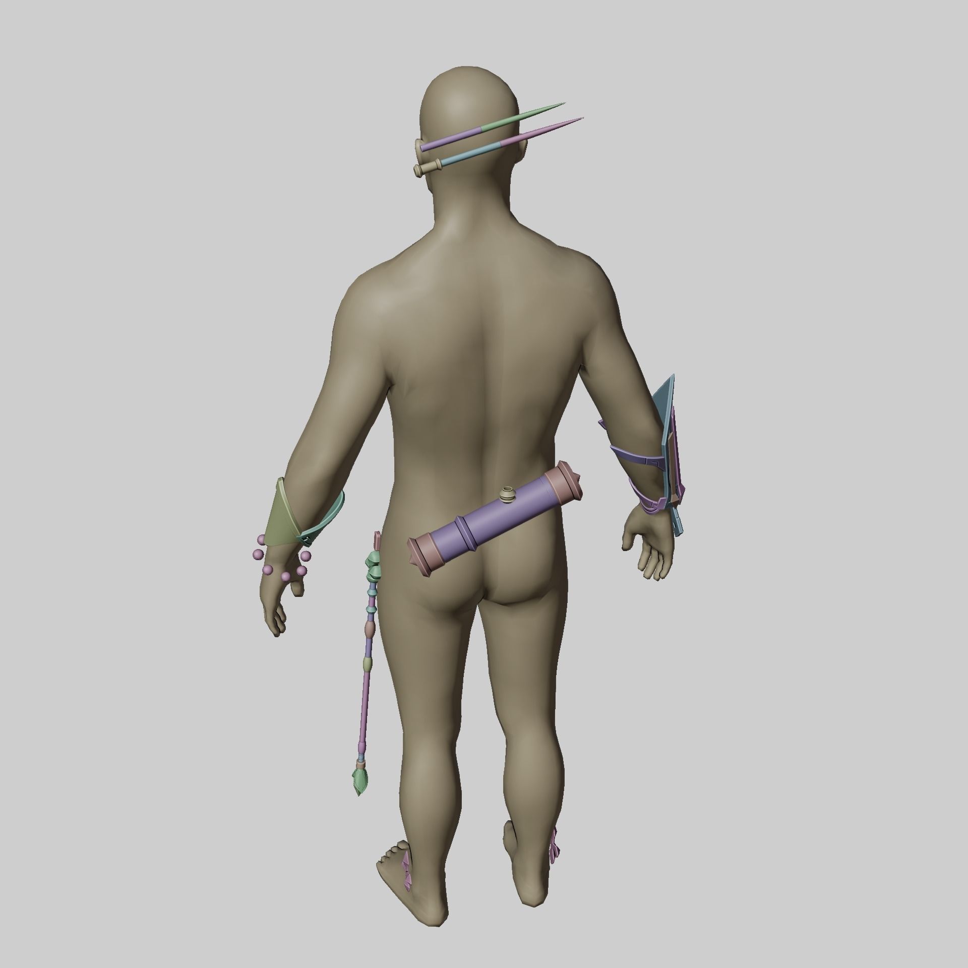 Baizhu Genshin Impact Cosplay Set STL 3D print model_16