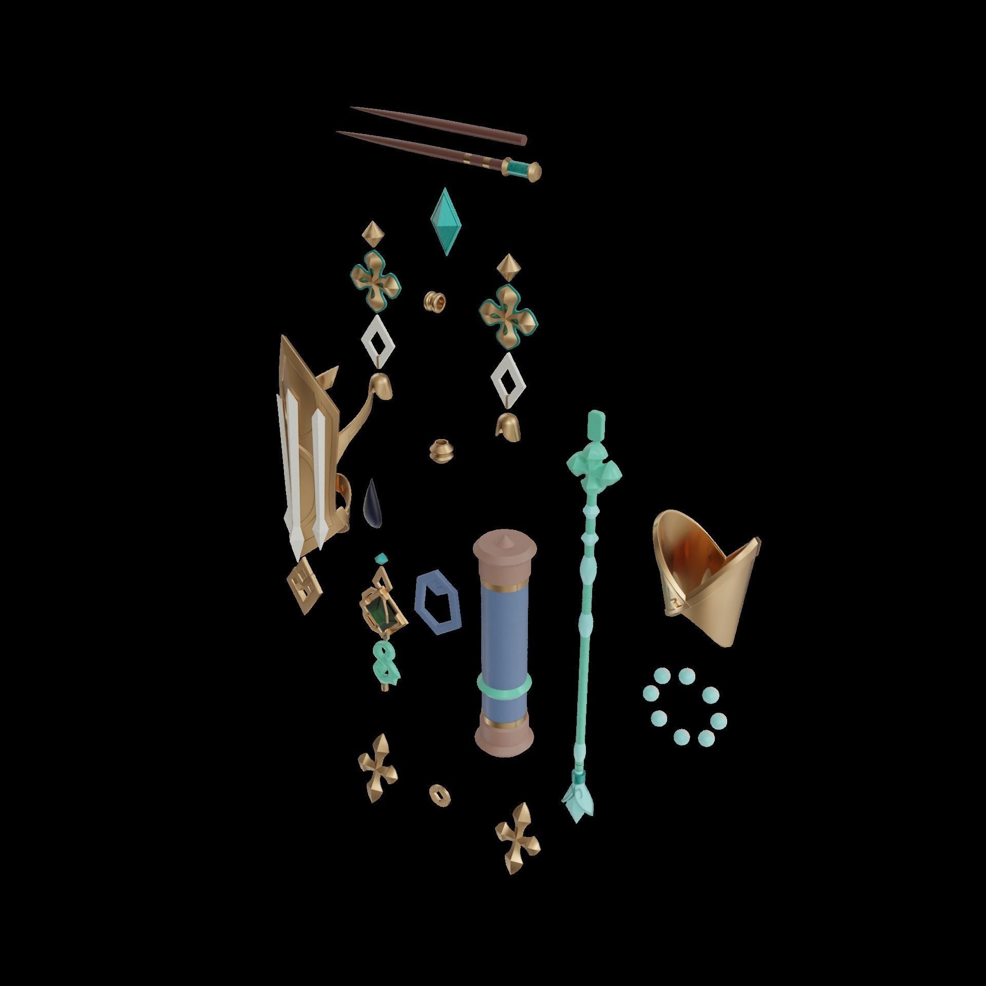 Baizhu Genshin Impact Cosplay Set STL 3D print model_6