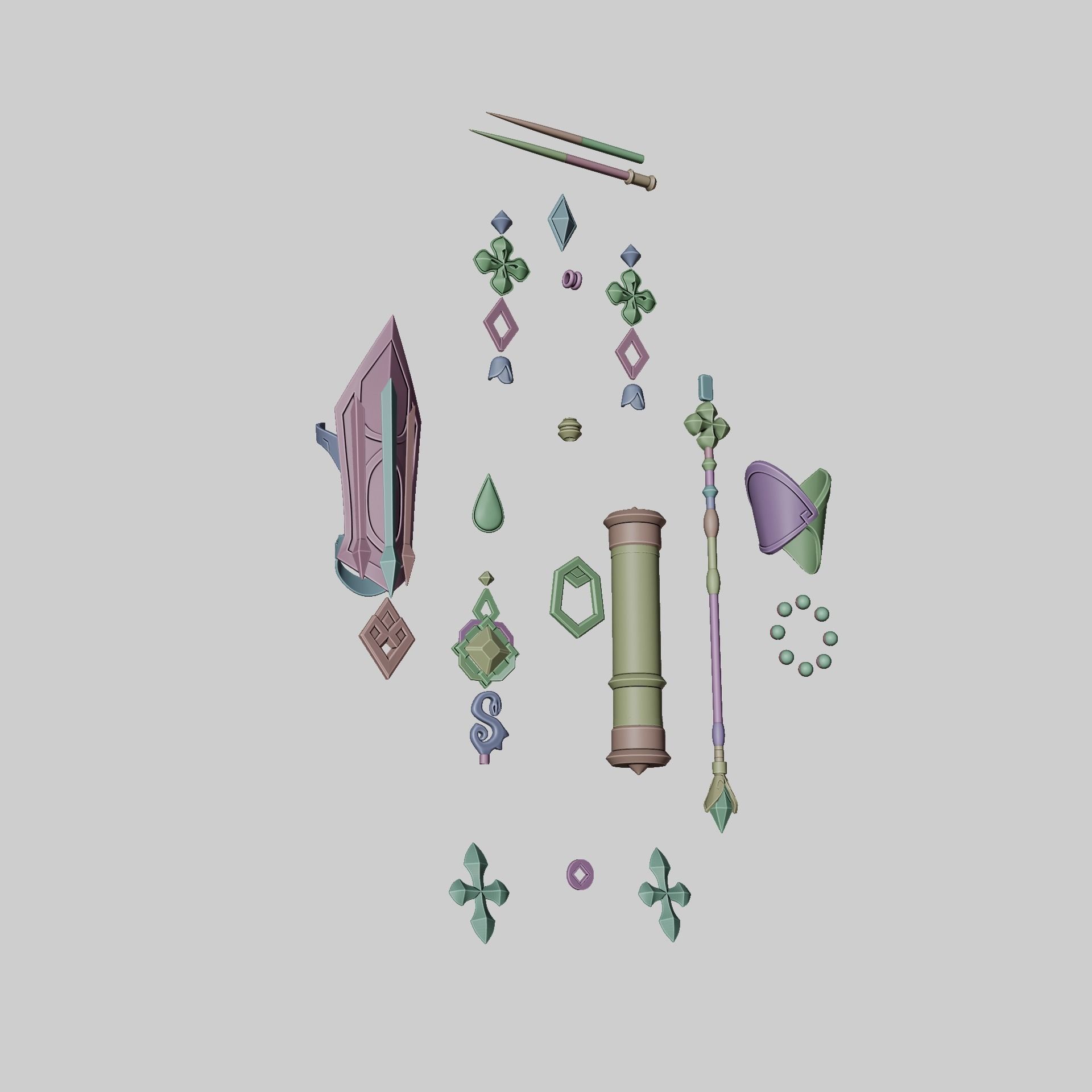 Baizhu Genshin Impact Cosplay Set STL 3D print model_4