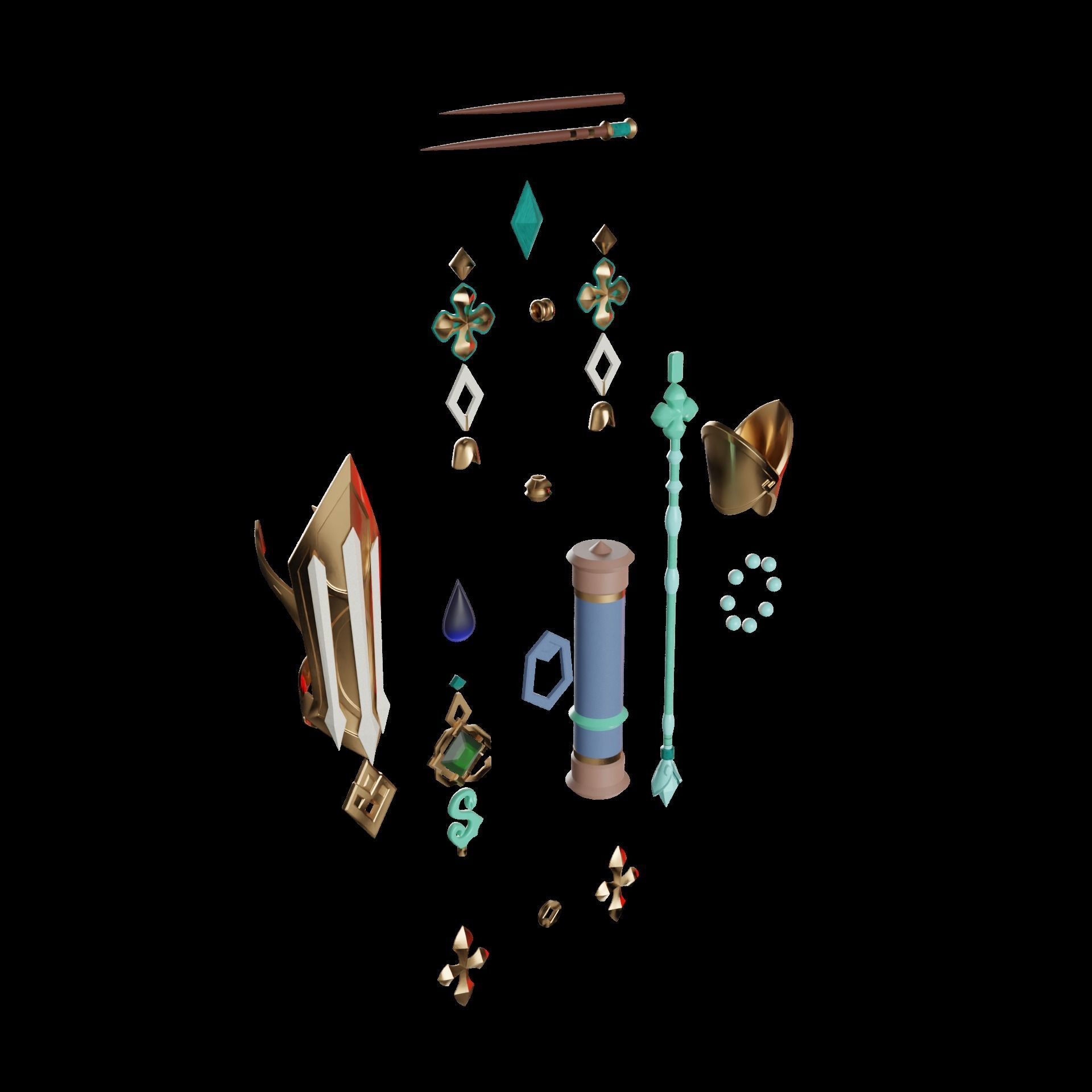 Baizhu Genshin Impact Cosplay Set STL 3D print model_8