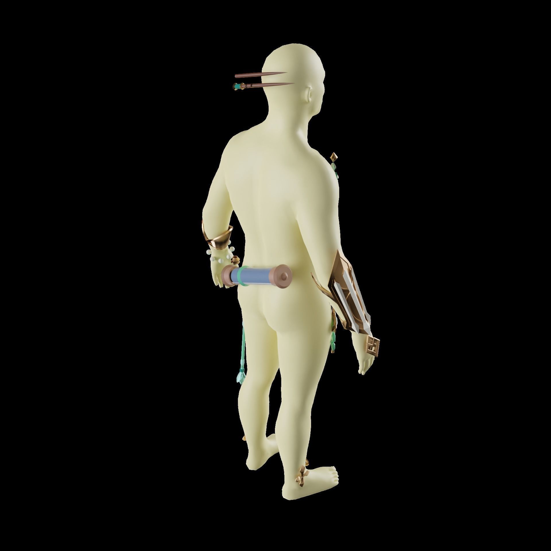 Baizhu Genshin Impact Cosplay Set STL 3D print model_11