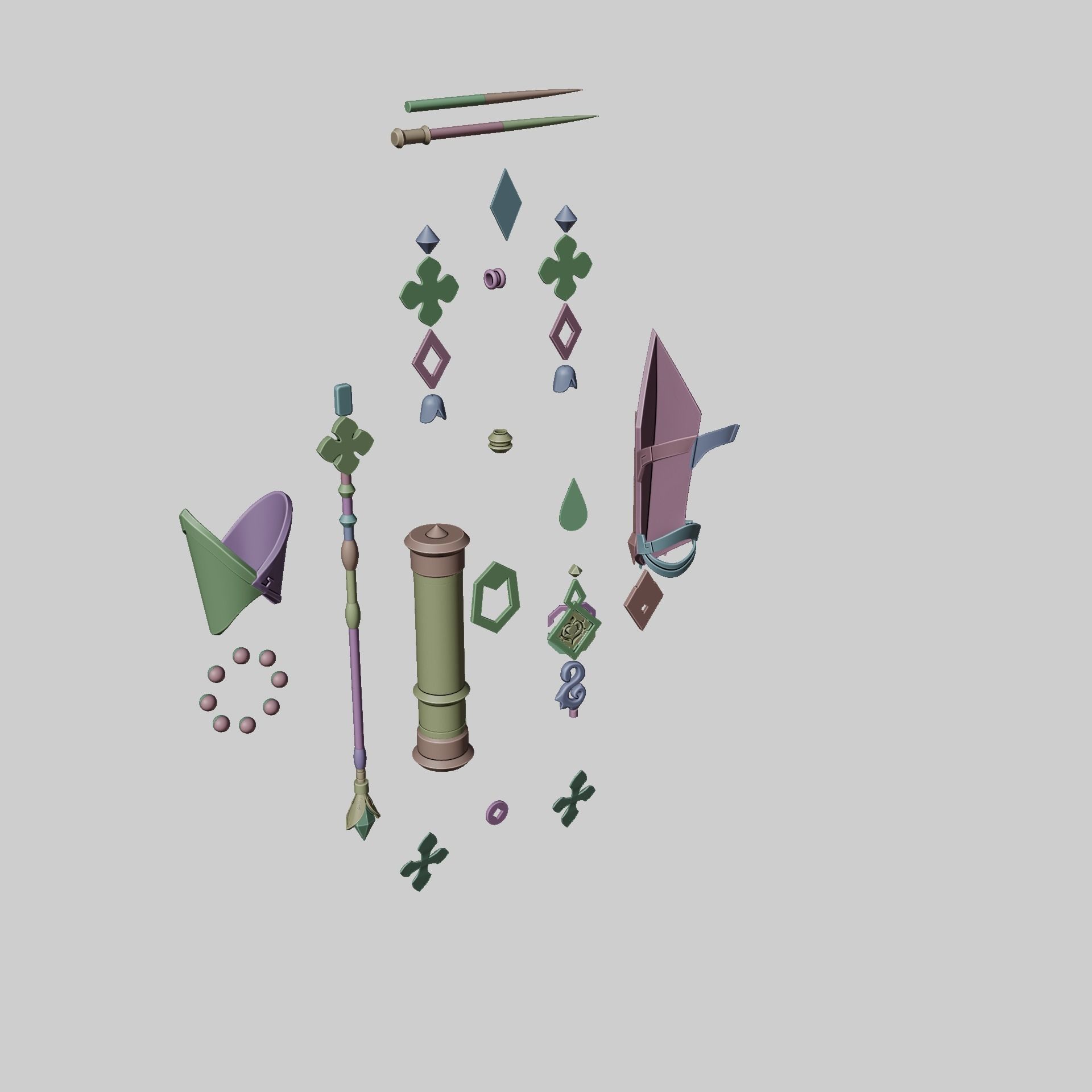 Baizhu Genshin Impact Cosplay Set STL 3D print model_3