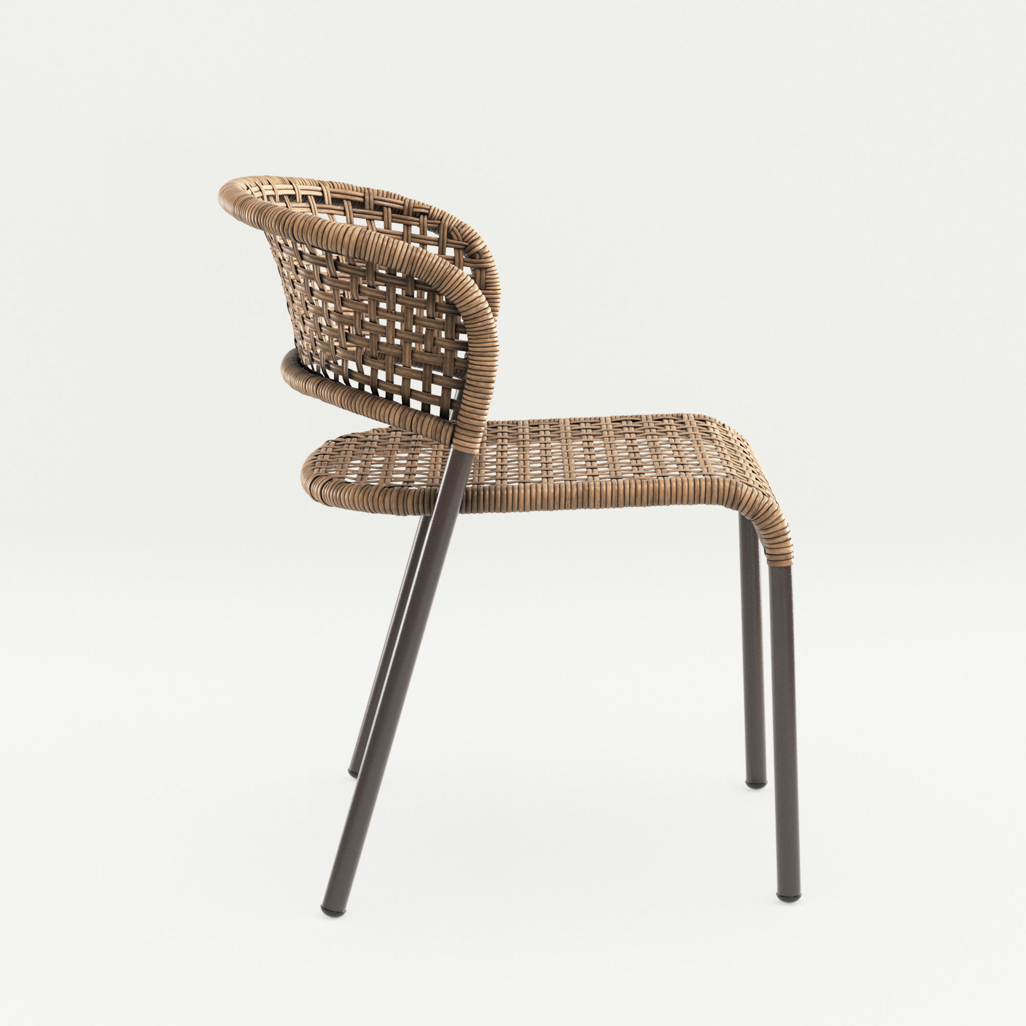 Natural Rattan Chair 3D model_2