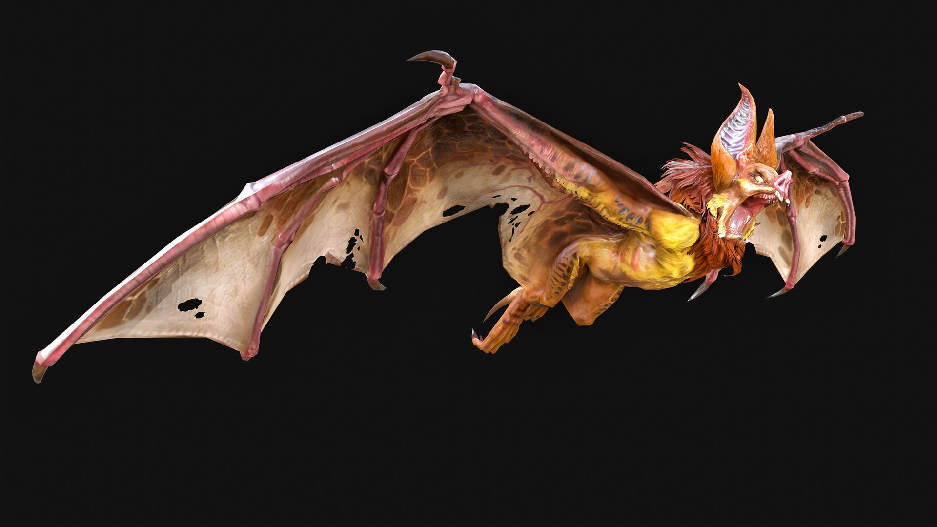 Low Poly Bat 3D Animal-Ready for Games-10 Animations Low-poly 3D model_4