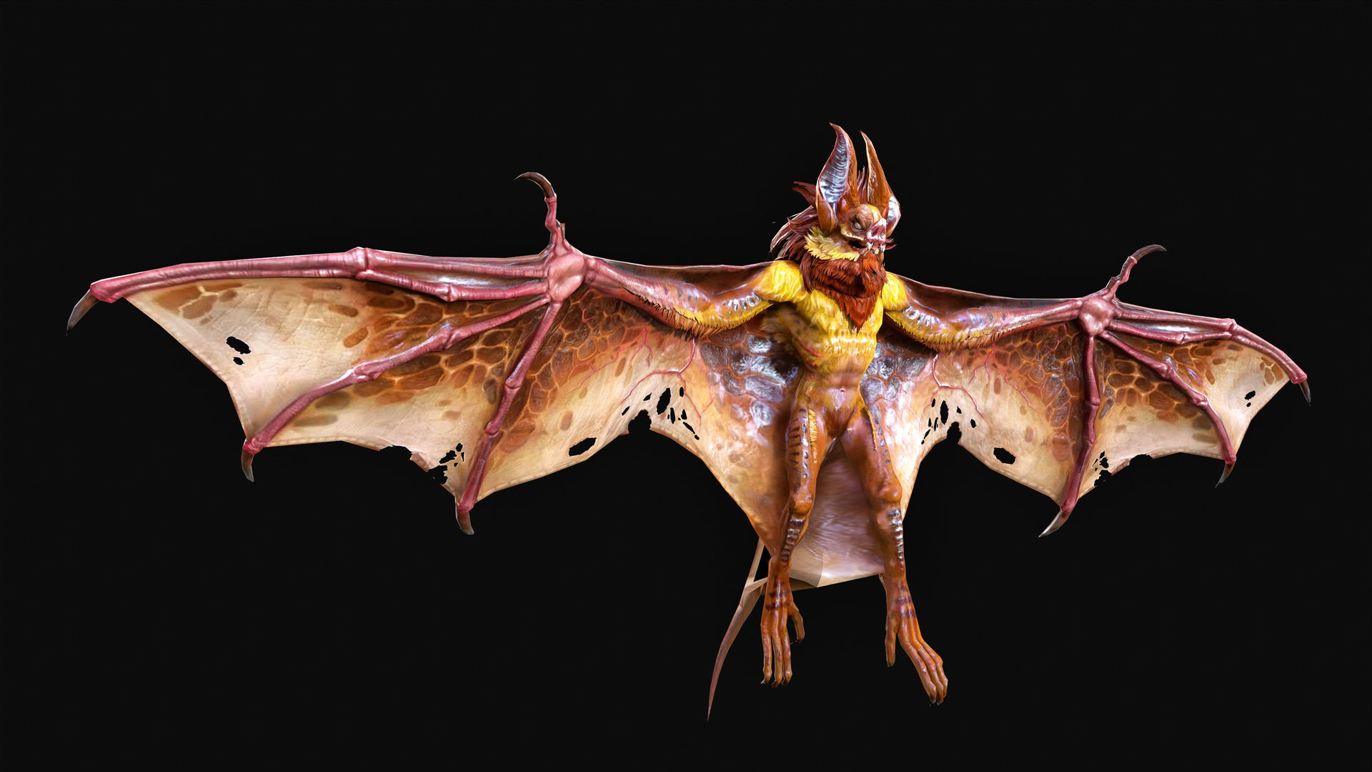 Low Poly Bat 3D Animal-Ready for Games-10 Animations Low-poly 3D model_5