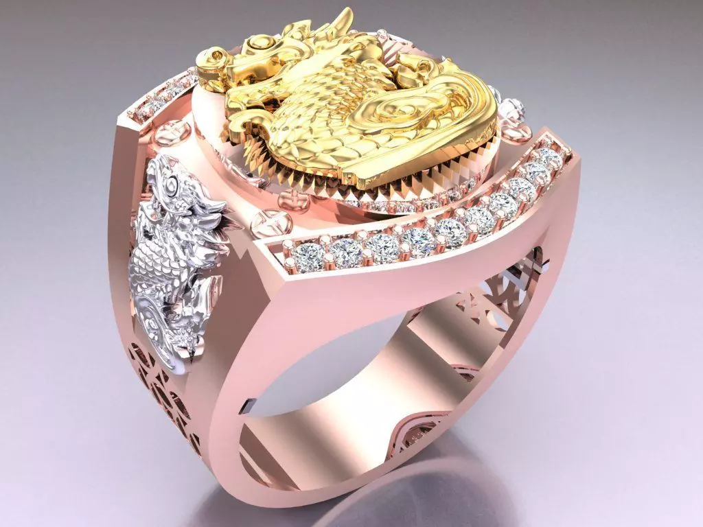 Dragon Ring - Mens Ring - N1948 3D print model