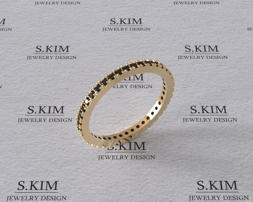 Diamond band ring sizes collection 3D print model_1