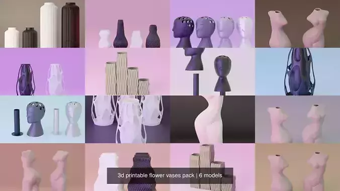 3d printable flower vases pack 3D Model Collection