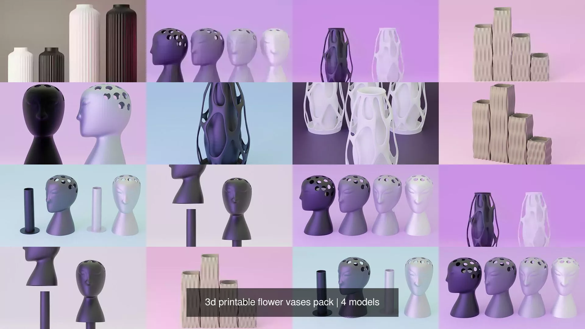 3d printable flower vases pack