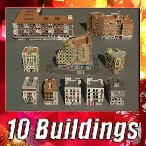 Building Collection 51 - 60 Low-poly 3D model