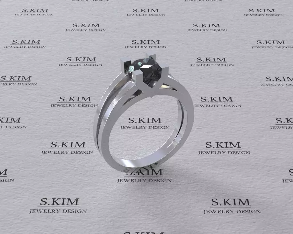 Oval gem ring 3D print model_0