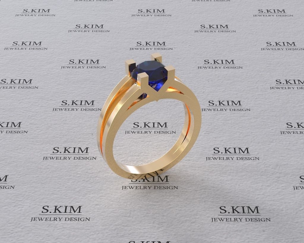 Oval gem ring 3D print model_1