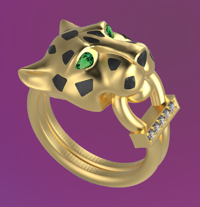 earrings ring panther 3D print model_7