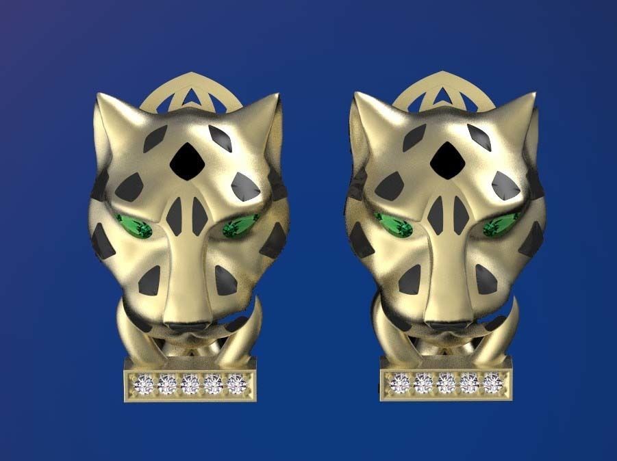 earrings ring panther 3D print model_6