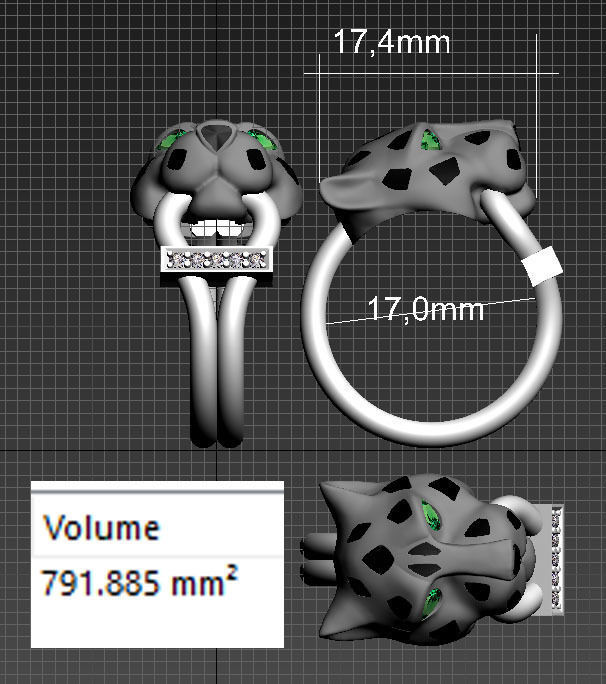 earrings ring panther 3D print model_5