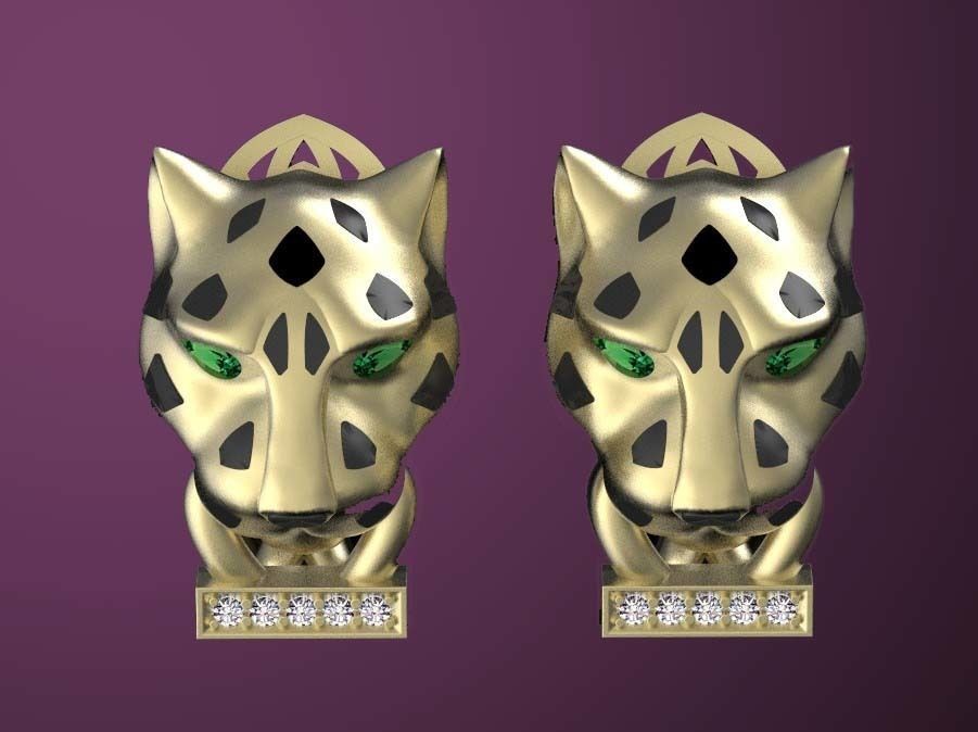earrings ring panther 3D print model_10