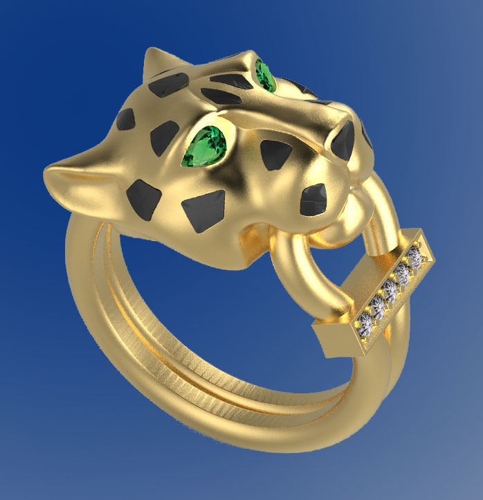 earrings ring panther 3D print model_3