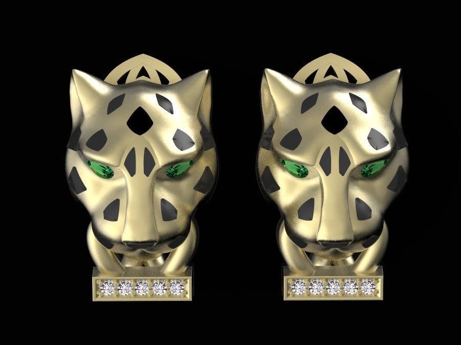 earrings ring panther 3D print model_11