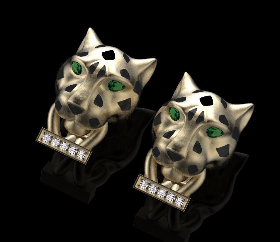 earrings ring panther 3D print model_2
