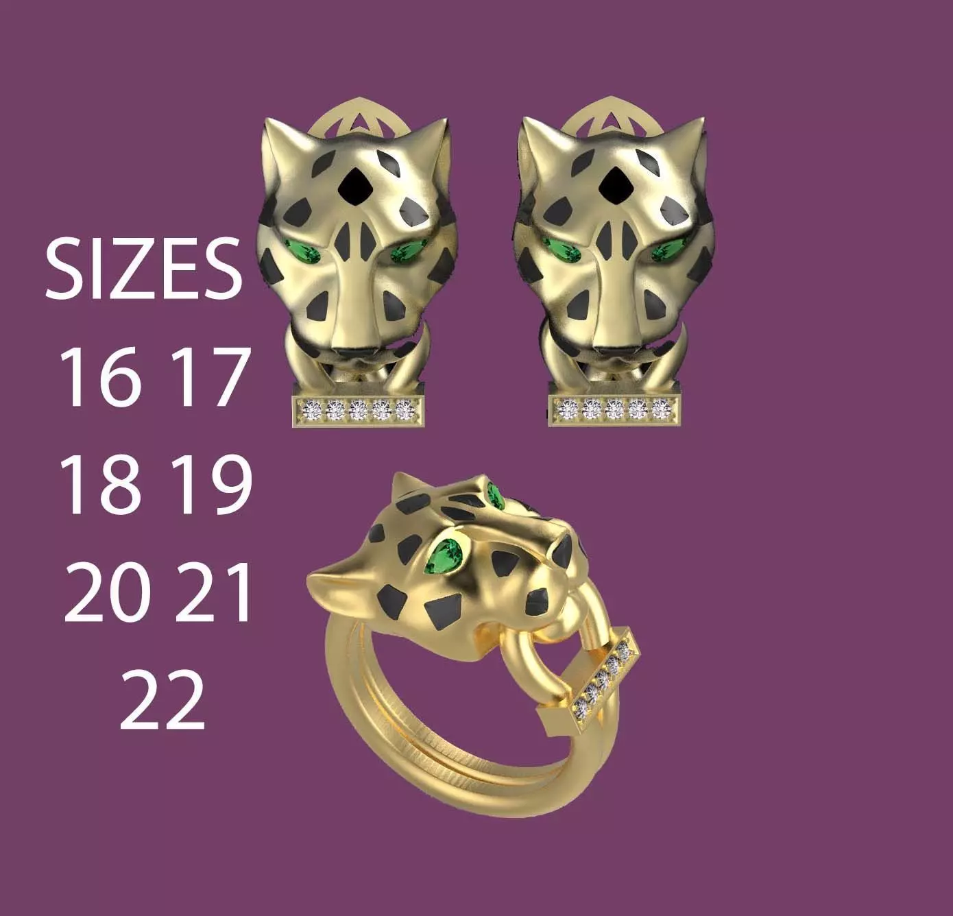earrings ring panther 3D print model_0