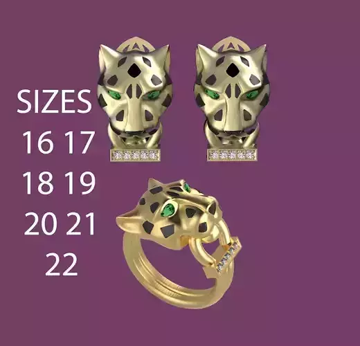 earrings ring panther 3D print model
