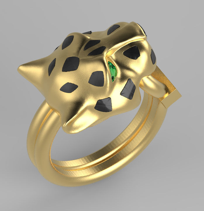 earrings ring panther 3D print model_12