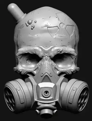 Skull Gas Mask Pendant 3D print model