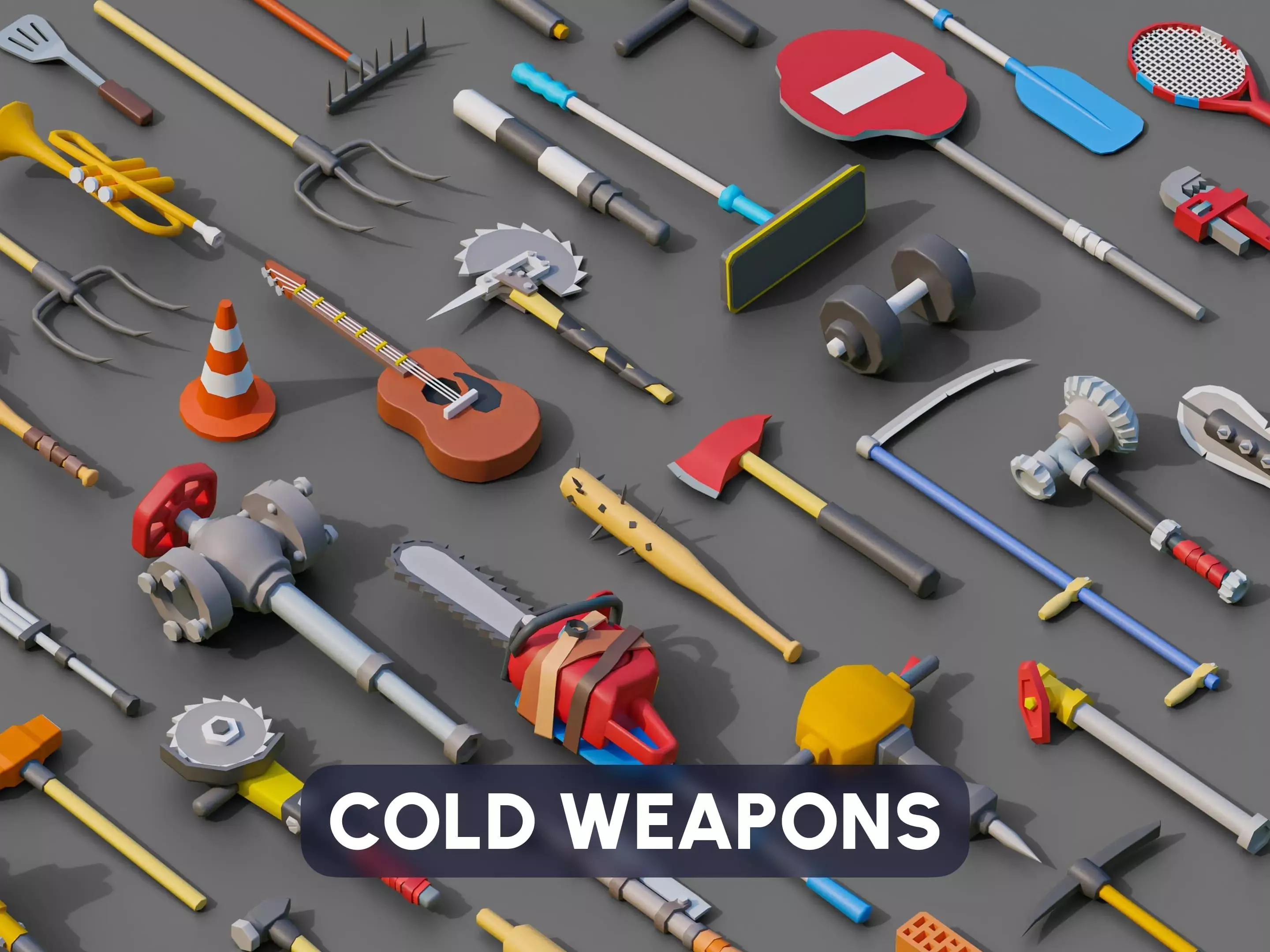 Cold Weapons Low-poly 3D model_0