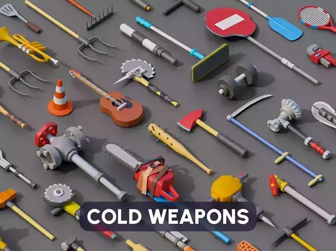 Cold Weapons Low-poly 3D model