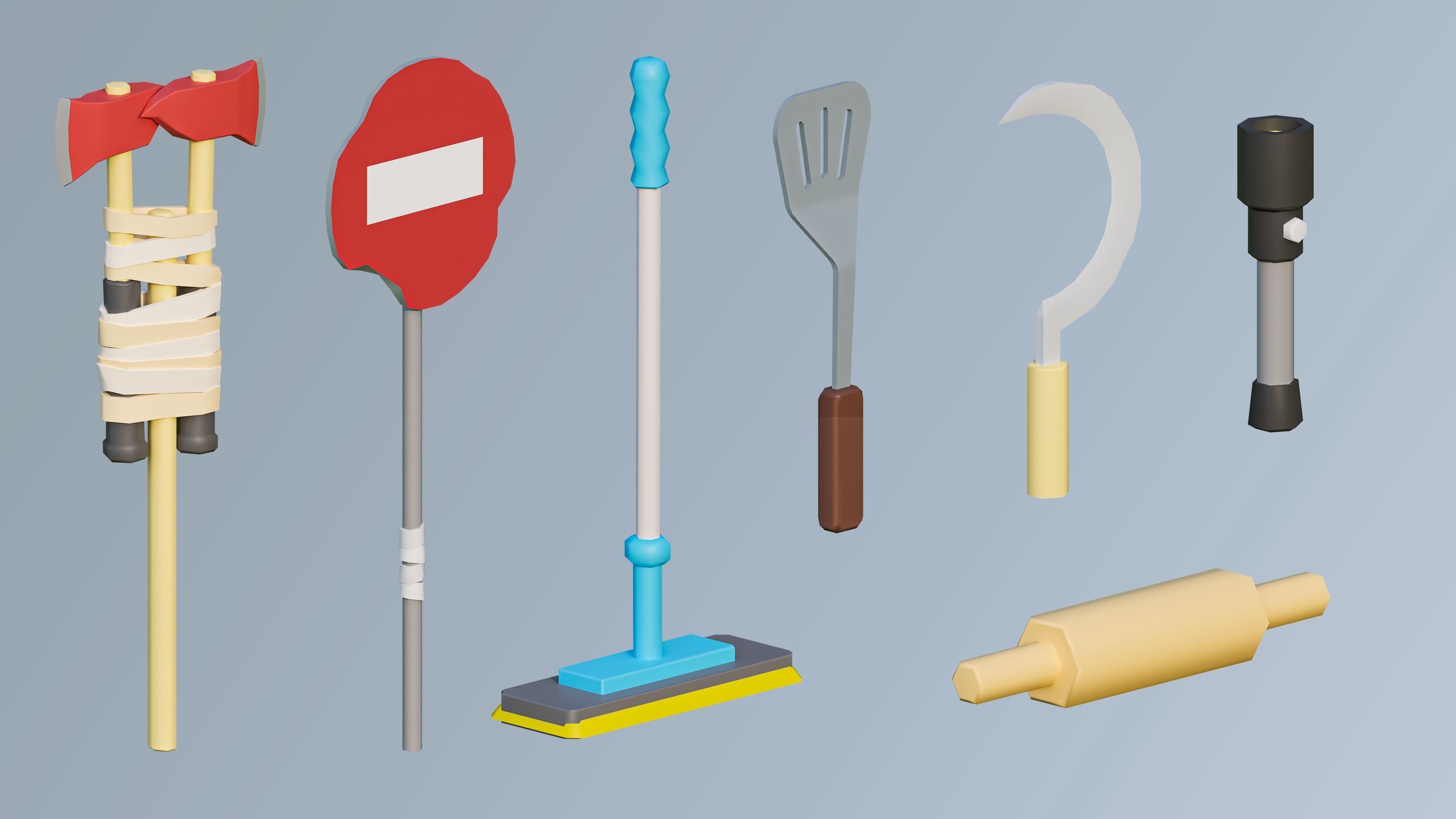 Cold Weapons Low-poly 3D model_16