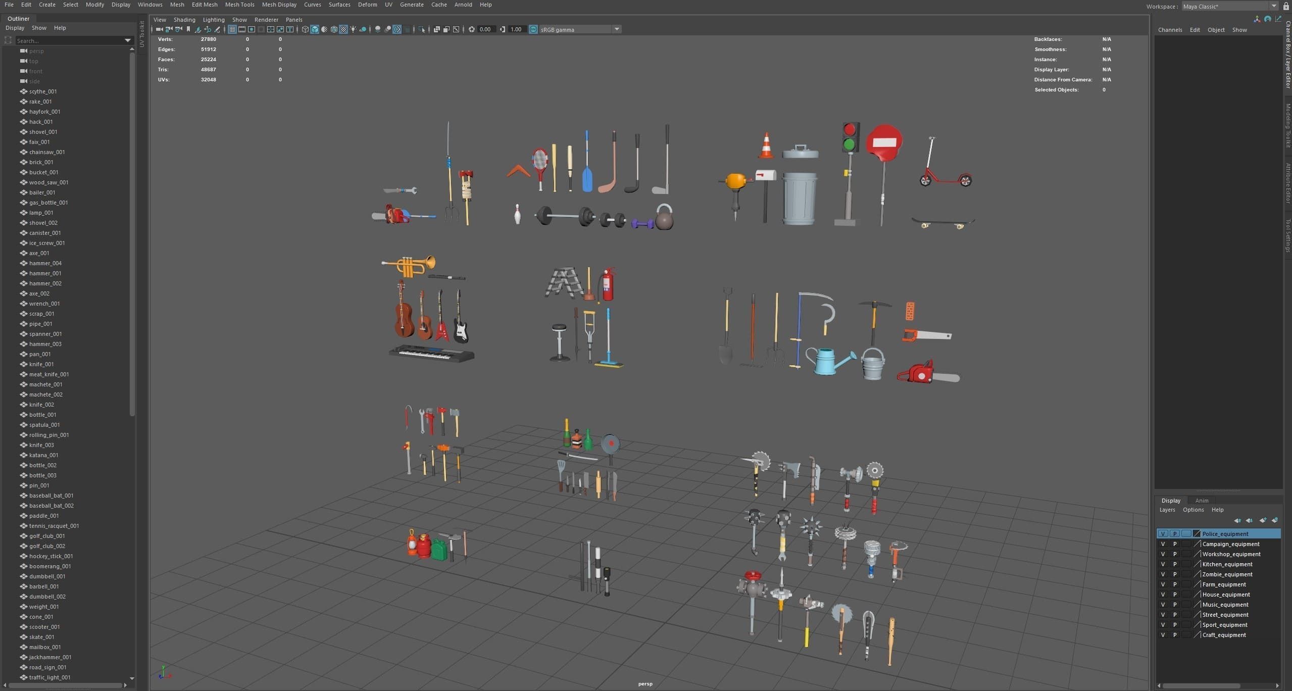 Cold Weapons Low-poly 3D model_30