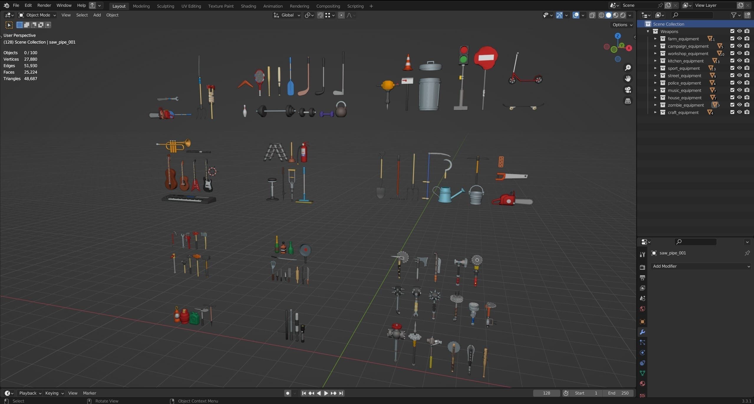 Cold Weapons Low-poly 3D model_31
