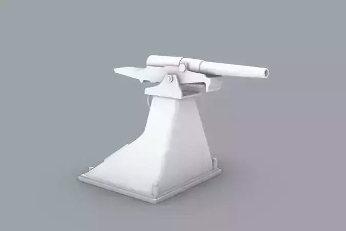 Skoda Naval Gun Low-poly 3D model