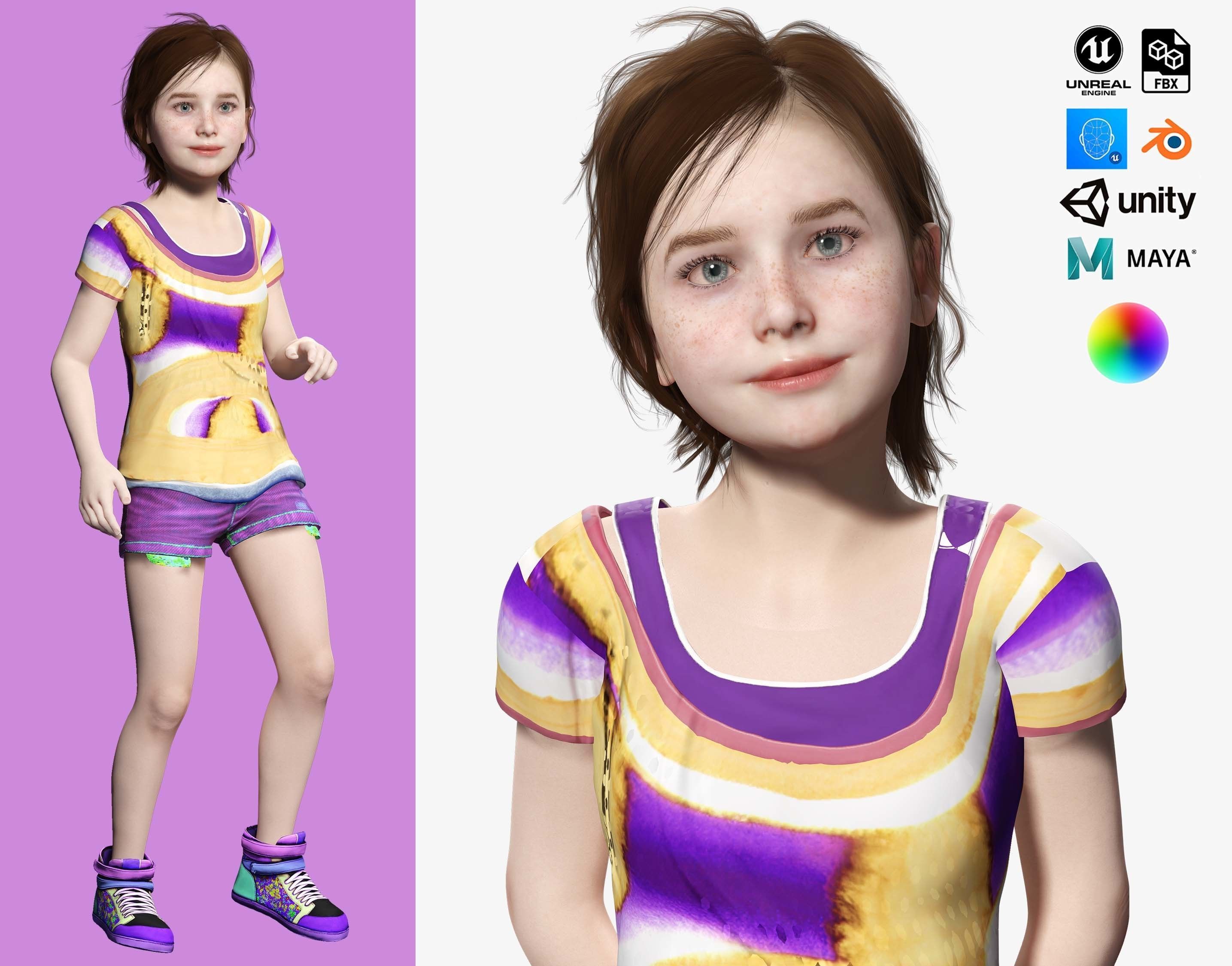 3D model Sophia - little Sunshine VR / AR / low-poly | CGTrader