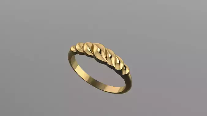 Twisted Rope Braided Dome Croissant Ring  16 5mm
