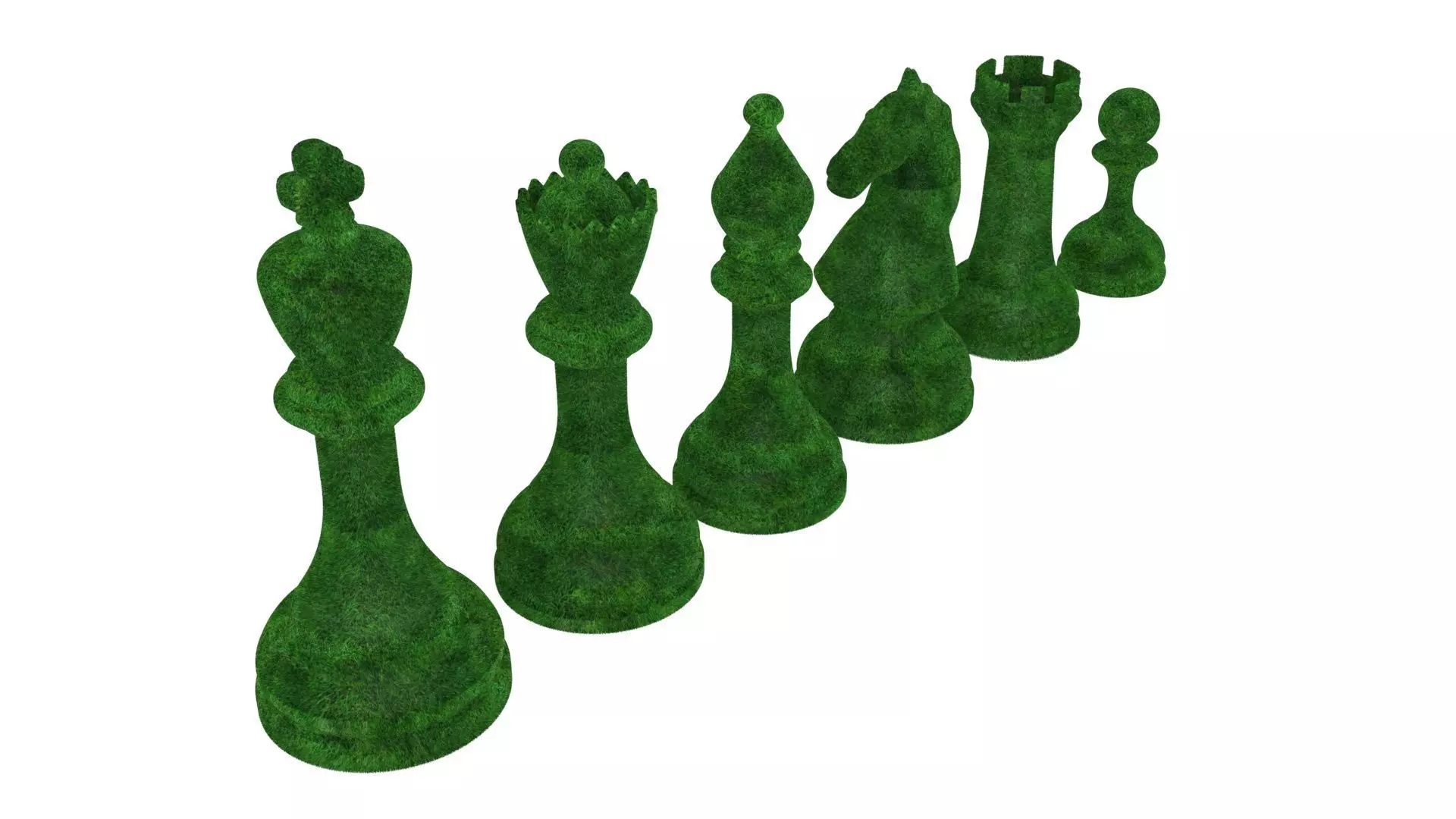 Chess Shapes Bushes Set 3D model
